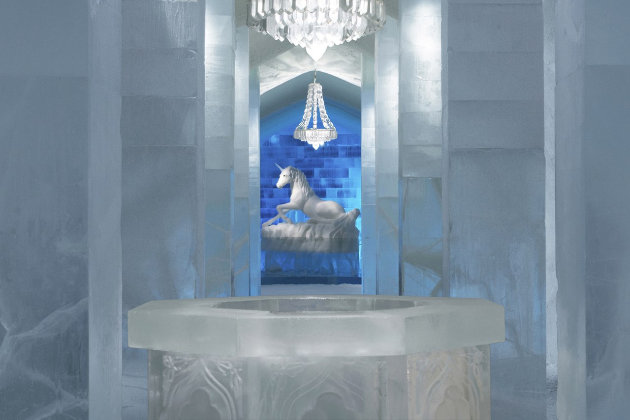 Ice art hall inside the Icehotel in Jukkasjärvi